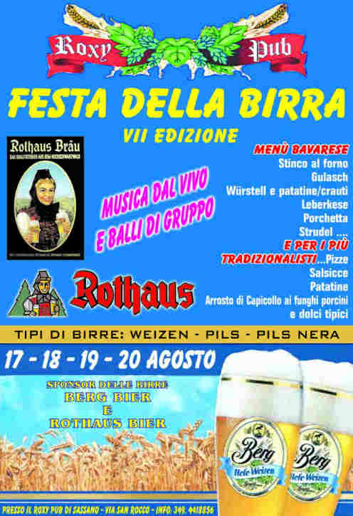 Festa della Birra al Roxy Pub Sassano'